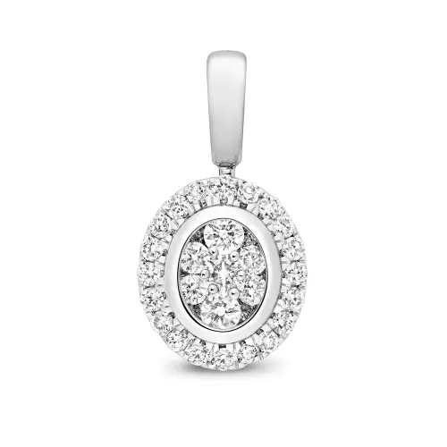 0.25ct Oval Diamond Pendant Cluster - 9ct White Gold